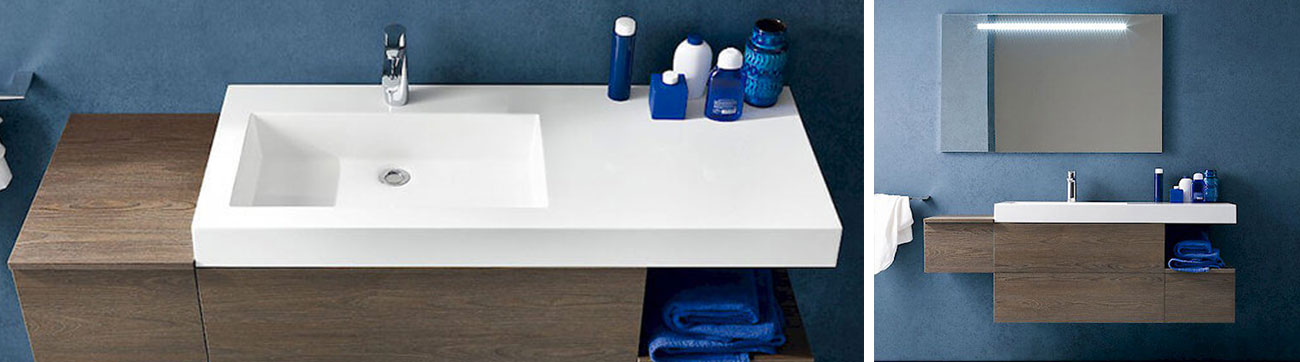 bagno con volumi sfalsati